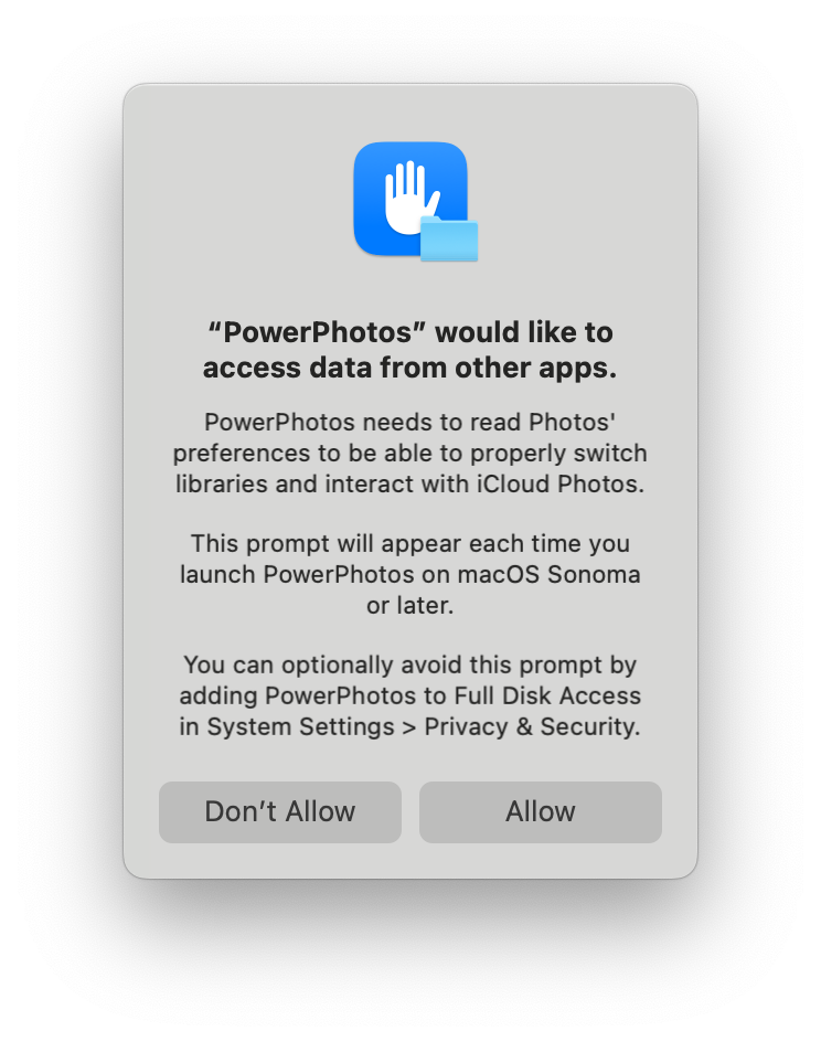 App data permission prompt