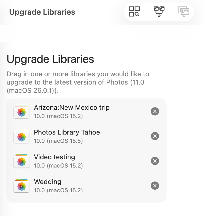 Multi library upgrade setup